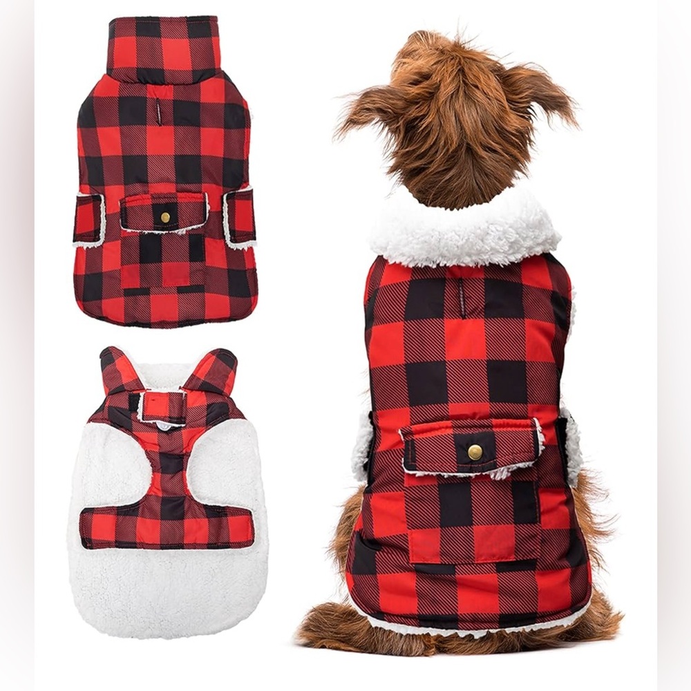 Dog Winter Coat-Windproof Fleece Warm Thick Dog Jacket Clothes for Snow Rainy(L)